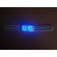 LED watch, светодиодные часы-браслет, Iron Samurai silver, синие. Торг есть.