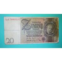 Банкнота 20 марок  Германия 1929 г.