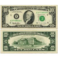 США. 10 долларов (образца 1995 года, E, Вирджиния, P499)