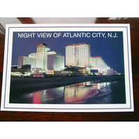 С005-3113 Открытка Night View of Atlantic City NJ США Конец 1990-х – начало 2000-х Подписана