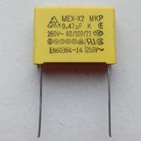 0,47 мкФ - 280 В. MEX-X2 MKP. 474. Помехоподавляющий пленочный конденсатор. 0,47мкФ - 280В