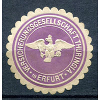 Германия, Рейх- 1900-е - страховая компания Тюрингия в Эрфурте - 1 виньетка-облатка - чистая, без клея. Без МЦ!