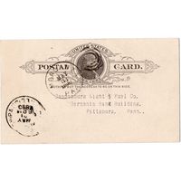 Почт. карточка, США, штемпель 1890 г.