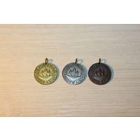 Спортивные медальки 1-2-3 место, диаметр 2.5 мм., Шауляй, Литва, металл.