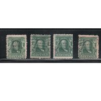 США-1902, (Мих.138), гаш.   , Стандарт, Президенты, Франклин, 4 марки-разл. гашения
