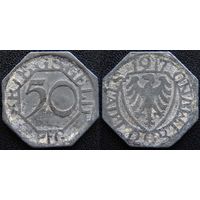 YS: Германия, Dortmund, 50 пфеннигов 1917, нотгельд города Дортмунд, цинк, Funck# 103.3