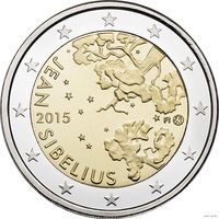 2 евро 2015 Финляндия 150 лет со дня рождения Яна Сибелиуса UNC из ролла
