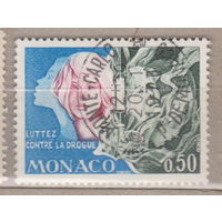 Медицина Кампания против наркотиков  Монако 1973 год  лот 11 С ИНТЕРЕСНЫМ гашением MONTE-CARLO P.DE MONACO