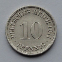 Германия - Германская империя 10 пфеннигов. 1911. F