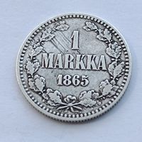 1 марка 1865 года S. Серебро 868. Монета не чищена. 54