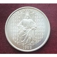 Серебро 0.500! Португалия 1000 эскудо, 1998 Король Мануэл I