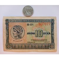 Werty71 Греция 10 драхм 1940 банкнота