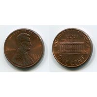 США. 1 цент (1993, буква D, XF)