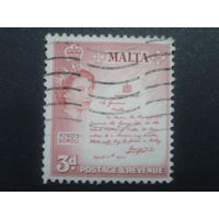 Мальта 1956 королева Елизавета 2  3 пенса