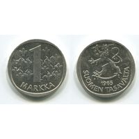 Финляндия. 1 марка (1965, серебро, aUNC)