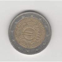 2 евро Австрия "10 лет наличному евро" 2012 Лот 8124