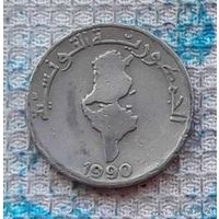 Тунис 1/2 динар 1990 года. Территория страны. RR