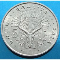 Джибути. 5 франков 1977 года KM#22  Тираж: 400.000 шт