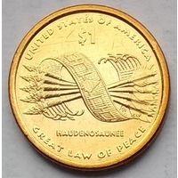 США 1 доллар 2010 г. Пояс Гайавата. Сакагавея. Стрелы.