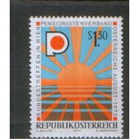 Полная серия из 1 марки 1975г. Австрия "Национальное собрание Австрийского союза пенсионеров" MNH