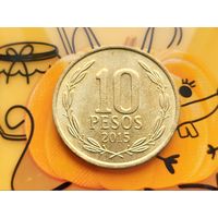 Чили. 10 песо 2015, отметка монетного двора "So" - Сантьяго, Чили. (2).