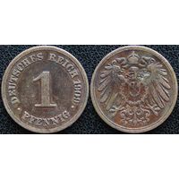 YS: Германия, Рейх, 1 пфенниг 1909F, KM# 10