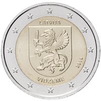2 евро Латвия 2016 Исторические области Латвии Видземе