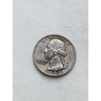 США 1/4 доллара 1958г(серебро)