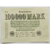 Германия 100000 марок 1923 	Частный тип. в/з Волны