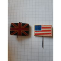 Значок. Флаг США  и Великобритании.
