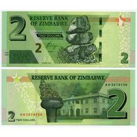 Зимбабве. 2 доллара (образца 2019 года, Р99b, UNC)