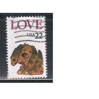 США-1986, (Мих.1787),  гаш. , Поздравительная марка, Собака(одиночка),