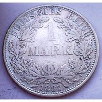 РАСПРОДАЖА!!! - ГЕРМАНИЯ 1 марка 1887 год "A" серебро