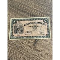 Мартиника Французская 5 франков 1942 г.