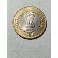 Индия 10 рупий 2018 года .  Ромб .
