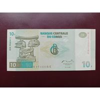 Конго 10 франков 1997 UNC