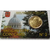 Ватикан 50 евроцентов, 2011    в запайке Coincard  2