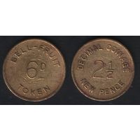 Bell-Fruit Token 6D -- Decimal Coinage 2 1/2 new pence (желтая) (18,6мм3,29гр) (крупн.шрифт) (f3