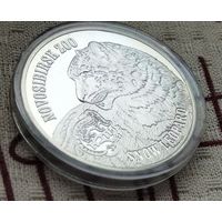 Медно-никелевый сплав с серебряным покрытием ! Британские Виргинские острова 1 доллар, 2014 Ирбис, в Банковской капсуле