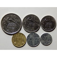 Испания 10,50 сентимо,1,5,25,50 песет 1957-66г