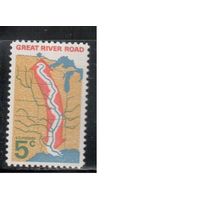 США-1966, (Мих. 910 ) , ** , Дорога, Река Миссисипи (одиночка),