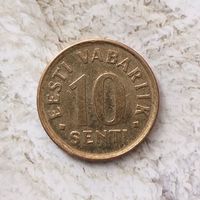 10 сентов 2006 года Эстония. 2ая Республика (крона,1991-2008). Красивая монета! Родная патина!