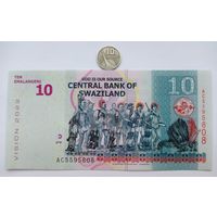 Werty71 Свазиленд 10 эмалангени 2015 UNC банкнота