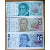 Набор банкнот 1,5,10,50,100,500 аустралей - Аргентина - UNC