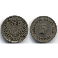 5 пфеннигов 1898 F, Германия, Штутгарт. Коллекционное состояние