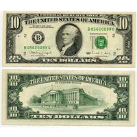 США. 10 долларов (образца 1990 года, B, Нью-Йорк, P486, XF)