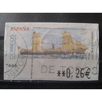Испания 2002 Автоматная марка Парусник 0,26 евро Михель-2,0 евро гаш