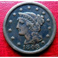 США. 1 цент 1848 г. (Braided Hair Cent).