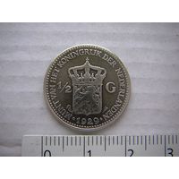 Нидерланды  1/2 гульдена  1929 г. серебро