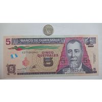 Werty71 Гватемала 5 кетцаль 2014 банкнота кетсаль кетсалей